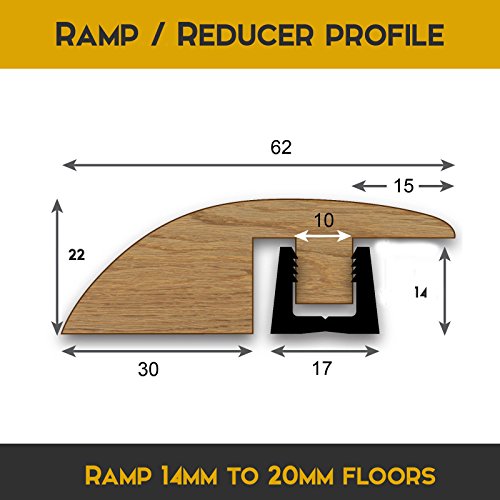 Walnut Stained Oak Ramp Reducer Threshold Door Bar Profile for 14mm to 18mm Solid & Engineered
