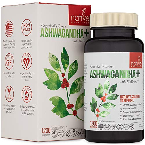 Organic Ashwagandha Root Herbal Supplement - Premium Ashwagandha Supplement for Anxiety, Stress Relief, Adrenal & Thyroid Support - with Black Pepper Extract for Max Absorption & Faster Results