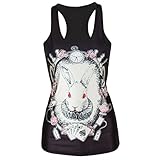 Cute Alice in Wonderland White Rabbit Tank Tops Printed Sleeveless T Shirt Vest