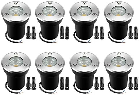 Panorama Lighting LED Effectively Lights with Connectors 6W Floor Lights IP67 Waterproof Heat White 12V-24V Low Voltage for Driveway, Deck, Step, Backyard Out of doors Lighting(8Pack with Connectors)