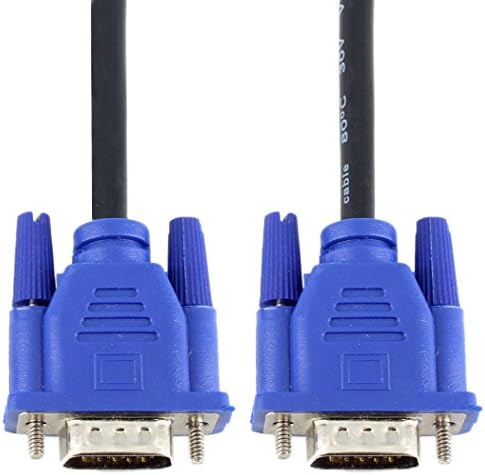 YINGJIE Black Blue VGA 15 Pin Male to Male Plug Computer Monitor Cable 4.92Ft