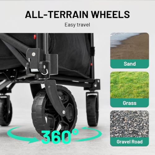 Overmont 3-in-1-120 L Folding Trolley with Wheels - Large Capacity - 100 kg - Lightweight and Compact Trolley with Wheels - for Camping, Beach, Garden, Shopping and Sports