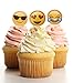 TECCA Emoji Cupcake Toppers 24-Pack for Emoji Party Decorations