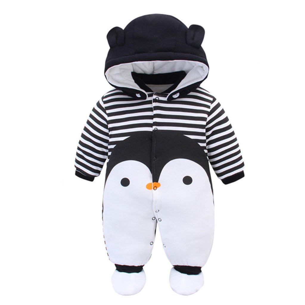 Minizone Newborn Baby Rompers with Footies Hat Boys Girls Jumpsuit Winter Outfits Set, 0-3 Months