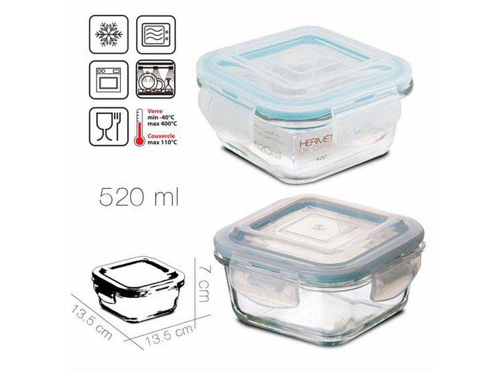 MI CASA My Home HERMT Glass Lunch Box 13.5 x 13.5 x 7 cm 520 ml