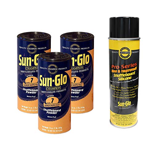 Sun-Glo 3 Cans #7 Shuffle Alley Wax & 1 Can Silicone Spray