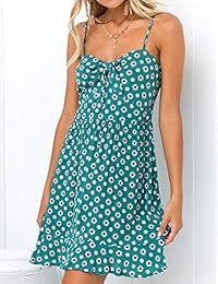 Relipop - Vestido corto sin mangas con volantes y estampado floral para mujer