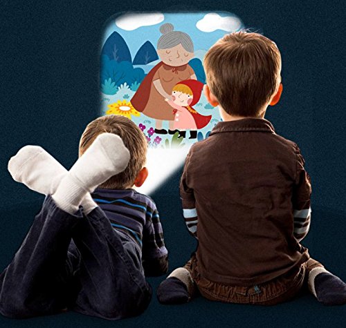 USATDD Story Projection Torch, Kids Sleep Stories, Flashlight Luminous Toy, Animal Slide Show, 4 Fairy Tales Movies 32 Slides Great Educational Handed Toy Gift for Toddler, Boys and Girls