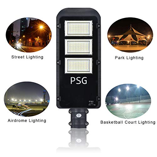 180W Solar Street Lights Outdoor Lamp, 360 LEDs 10000 Lumens with Remote Controlï¼ŒLight Control, Dusk to Dawn Security Led Flood Light for Yard, Garden, Street, Basketball Court