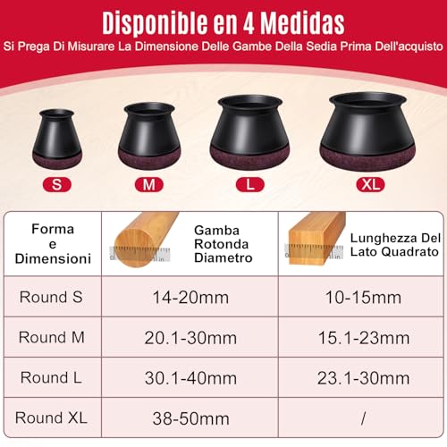 OCONDA 24 Pieces Silicone Round Chair Pads Furniture Leg Pads Pads for Furniture Legs Protect Floor from Black Noise (Fit:14-20mm)