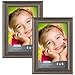 Icona Bay 4x6 Picture Frames (Hickory Brown, 2 Pack), Modern Double-Beveled Frame, Tabletop or Wall Mount, Eve Collection