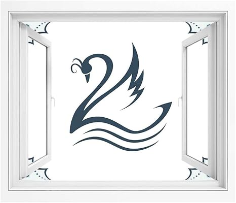 Amazon 白鳥 壁紙風景画 壁飾り絵 1x80 Cm 曲線とハート形の動物 壁紙ポスター ステッカー 白いティールと様式化されたデジタルモノクロ白鳥のイラスト ウォールステッカー オンライン通販