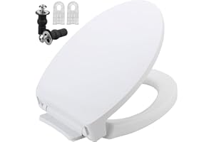 GCBCRIT SS114 Elongated Toilet Seat Compatible with TOTO SS113/SS154/SS224/SS204, Soft Close Elongated Toilet Seat, Traditional Toilet Seat Replacement with Toilet Bolts and Nut - Cotton White