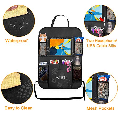 JALIELL Car Organizer Back Seat - 2019 Newest Car Seat Organizer with Clear 10" Tablet Holder + 5 Storage Pockets + USB/Headphone Slits for Kids And Travel (2 Pack)