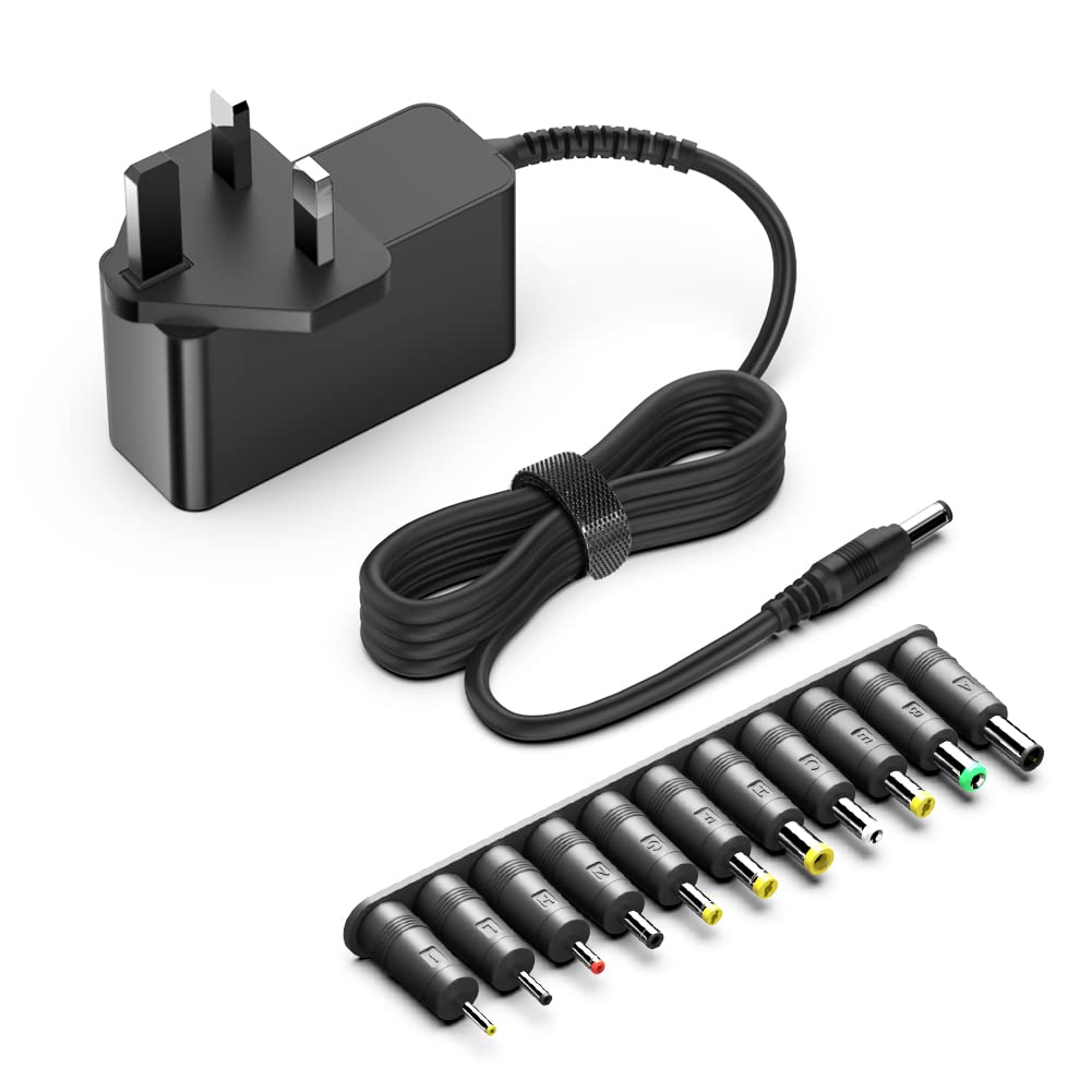 HKY Universal 15V DC Power Supply Adapter Charger Transformer 11 Connectors 6.5 * 4.4mm 5.5x2.5mm 3.5 * 1.35mm for ZVOX AV157 Speaker Luma 350 Projector TP-Link Deco BE95 Bowers & Wilkins T7 Speaker