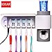 Wall-Mounted UV Toothbrush Sanitizing Holder Toothpaste Dispenser (AC Adaptor INCLUDED)