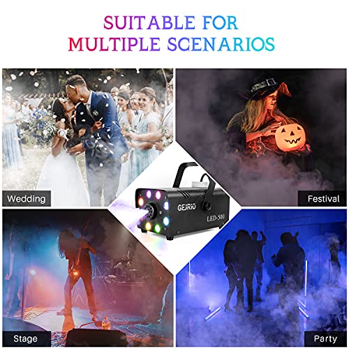 GEJRIO Fog Machine, 500W Smoke Machine with 16 Color Controllable