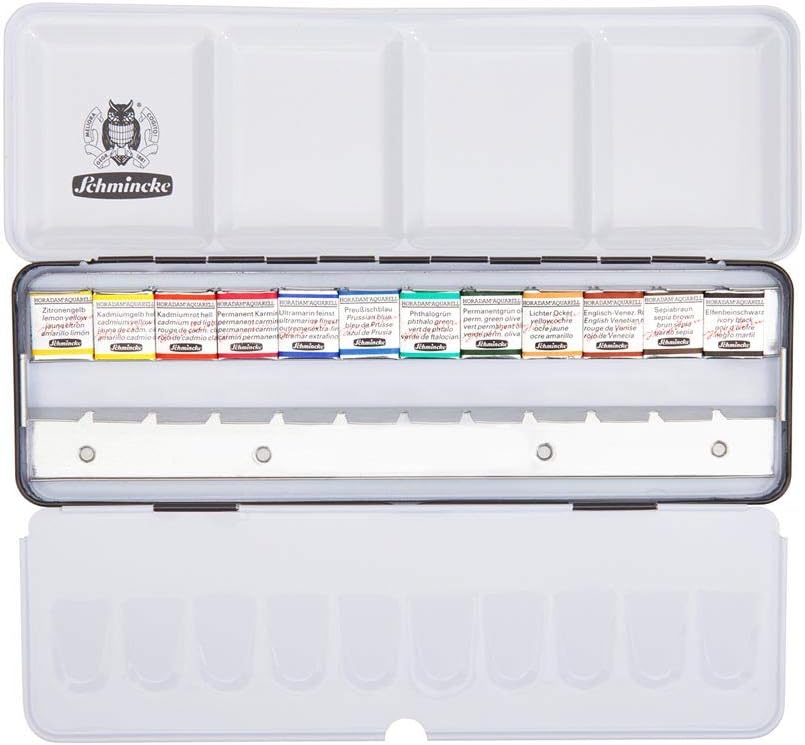 Schmincke, HORADAM AQUARELL Bestseller paint box with 12 finest watercolours, 74412097, metal box, painting set