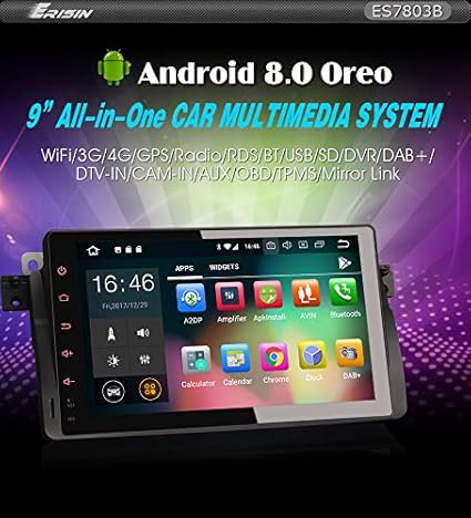 Erisin Car Stero ES7803B 9¡° Android 8.0 GPS WiFi 4G TPMS für BMW E46 M3 Rover75 MG ZT