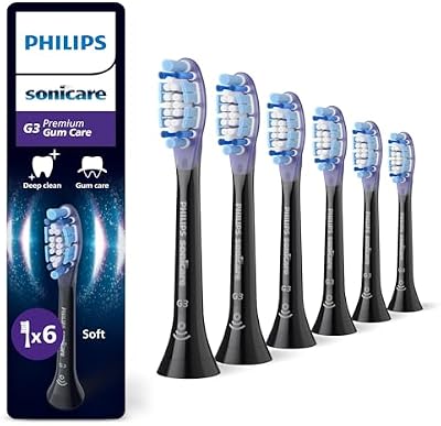 Sonicare G3 Premium Gum Care, Original Ersatzbürstenköpfe, Schwarz, 6er-Pack, HX9056/88