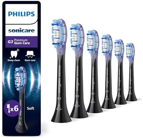 Sonicare G3 Premium Gum Care, Original Ersatzbürstenköpfe, Schwarz, 6er-Pack, HX9056/88