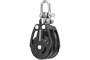 BLUESHARK Blue Shark 2254-38 mm Fixed Double Aluminum Sailing Block - Max Line: 3/8” (10 mm), Safe Working Load (SWL): 1600 lbs, Breaking Load: 2850 lbs (1-Pack)