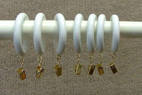 Amazon Com 1 3 8 Solid Wood Drapery Rings With Brass Clips In