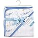 Hudson Baby Woven Towel with Muslin Hood, Blue Feathers, 30