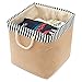2-Pack Toy Canvas Storage Basket Organizer, EZOWare Collapsible Laundry Hamper Bucket Burlap Bin For Nursery, Baby, Office, Bedroom, Closet, Laundry & More - with Blue and White Trim Medium