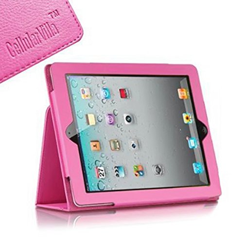 Cellularvilla Pink Flip Folio PU Leather Case Cover for Apple iPad 2 iPad 3 iPad 4 Genretaion With Retina Display (Built-in Magnet Stripe for Apple Smart Cover's Sleep / Awake)