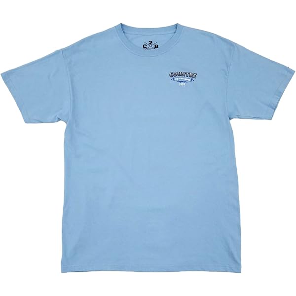 C2B Mens Light Blue Country to The Bone Old Truck Print Short