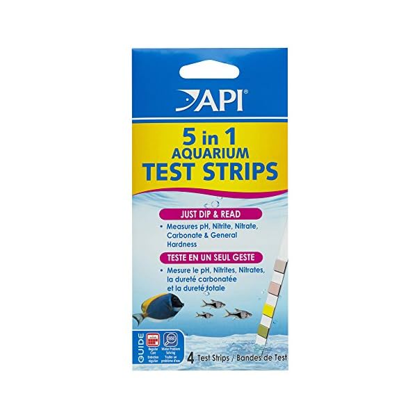 API 5-IN-1 TEST STRIPS Freshwater and Saltwater Aquarium Test Strips 4-Count Box