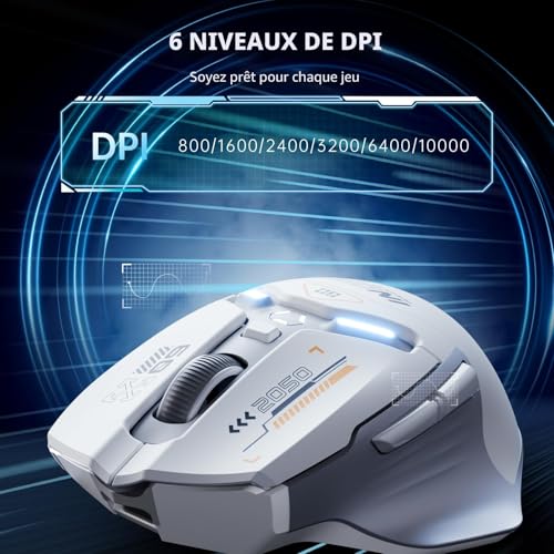 inphic IN9 Wireless/Bluetooth/Wired Gamer Mouse, 10000 DPI, 6 Programmable Buttons, Tri-Mode Ergonomic Rechargeable Gaming Mouse with RGB Lighting Customizable for Computer/PC