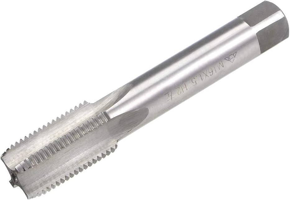 sourcing map Metric Machine Tap Left Hand M16 Thread 1.5 Pitch H2 4 Flutes High Speed Steel Screw Thread Taps Tapping Tool