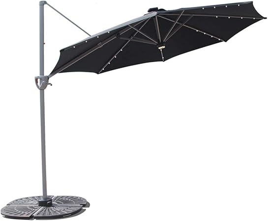 Cobana 10 Offset Patio Umbrella With Solar Powered 32led And Blue Tooth Speaker And 360 Degree Rotation Pole Black Amazon Ca Patio Lawn Garden