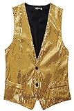 Izacu Mens Stage Cosplay Waiter Show Sequins Dance Vest Waistcoat Gilet