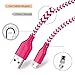 Micro USB Cable 6ft, 3-Pack Boxeroo Premium Nylon Braided USB Sync and Charge Cord Compatible for Samsung Galaxy, Edge, Note, HTC, LG, Android Phones and More(Blue, Rose, Purple)