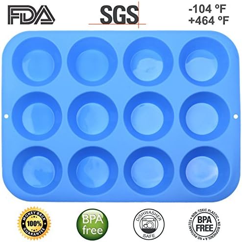 HOMKOM Silicone Muffin Pan in 12 Cups with BPA Free Silicone Cupcake Baking Pan Molds (Little Boy Blue)