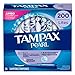 Tampax Pearl Tampons with Plastic Applicator, Light Absorbency, Unscented, 50 Count, Pack of 4 (200 Count Total)