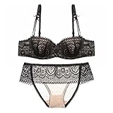 Women's Sexy Lace bralette Black matching bra and panty sets