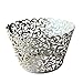 Gospire 50 pcs Pearl Lace Filigree Wedding Cupcake Wrapper Baking Cake Cups Wraps Party Decoration Laser Cut Silver Gray