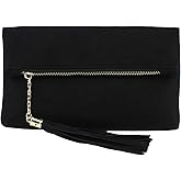 JNB Women's Faux Microsuede Foldover Mini Pouch