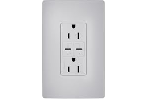 Legrand Radiant 65W USB‑C Outlet, Dual Type‑C Power Delivery, 15A Tamper‑Resistant, LED Charging Status Light, R26USBPD65GRY,