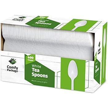 400 Light-Weight White Disposable Plastic Tea Spoons