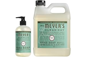 MRS. MEYER'S CLEAN DAY Basil Hand Soap and Refill Variety Pack, 12.5 oz & 33 oz. (Pack of 2)
