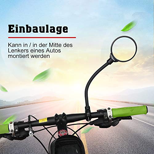 Zacro Fietsspiegel + fietsbel, 360 graden verstelbare fietsspiegel, achteruitkijkspiegel voor mountainbikes, racefietsen… - Image 6
