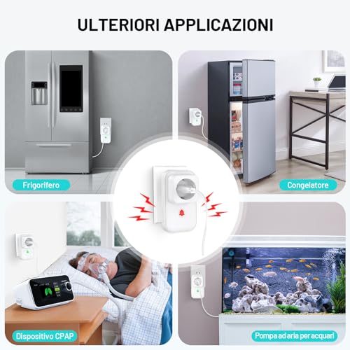 COTINSE WiFi Current Break Detector Smart Socket | Home Burglar Alarm, Power Lack Alarm 110 dB, LED, Blackout Alert on Smart Life/Tuya App