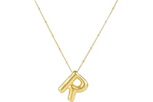 BOXOB Necklace, 14k Gold Plated Balloon Initial Necklace Personalized Balloon Alphabet Pendant Necklaces Jewelry Gift for Women Girls