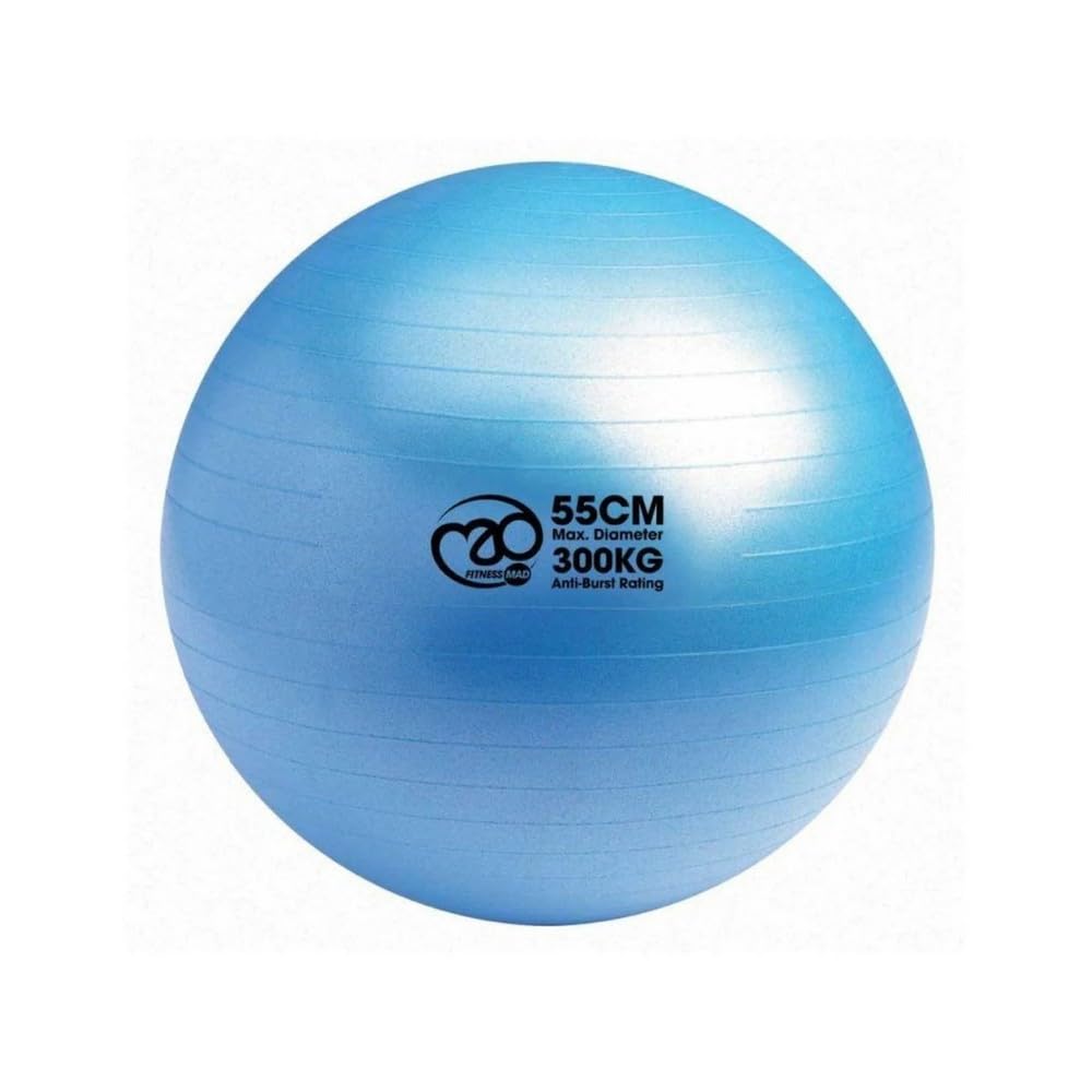 Fitness Mad Anti Burst Swiss Ball, 300 kg Load Tested Yoga Ball, 55 cm / 65 cm / 75 cm, Exercise Ball for Fitness, PIlates, Pregnancy & Core Workouts