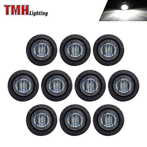 10 Pcs TMH 3/4″ Inch Mount SMOKED LENS & White LED Clearance Markers, side marker lights, led marker lights, led side marker lights, led trailer marker lights, trailer marker light